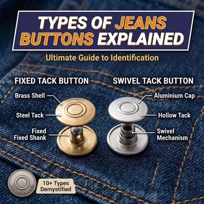 Typer jeansknapper forklart